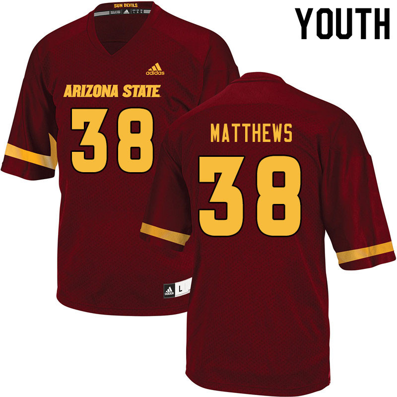 Youth #38 Damon Matthews Arizona State Sun Devils College Football Jerseys Sale-Maroon - Click Image to Close